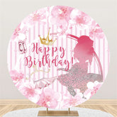 Rosa Blumen Silber Funkeln Mädchen Runden Geburtstag Hintergrund